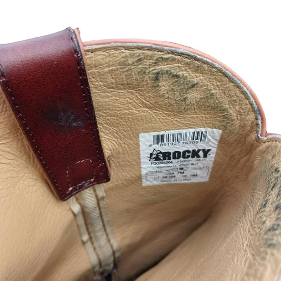 Rocky Brown and Blue Heeled Boots - Picture 6 of 6